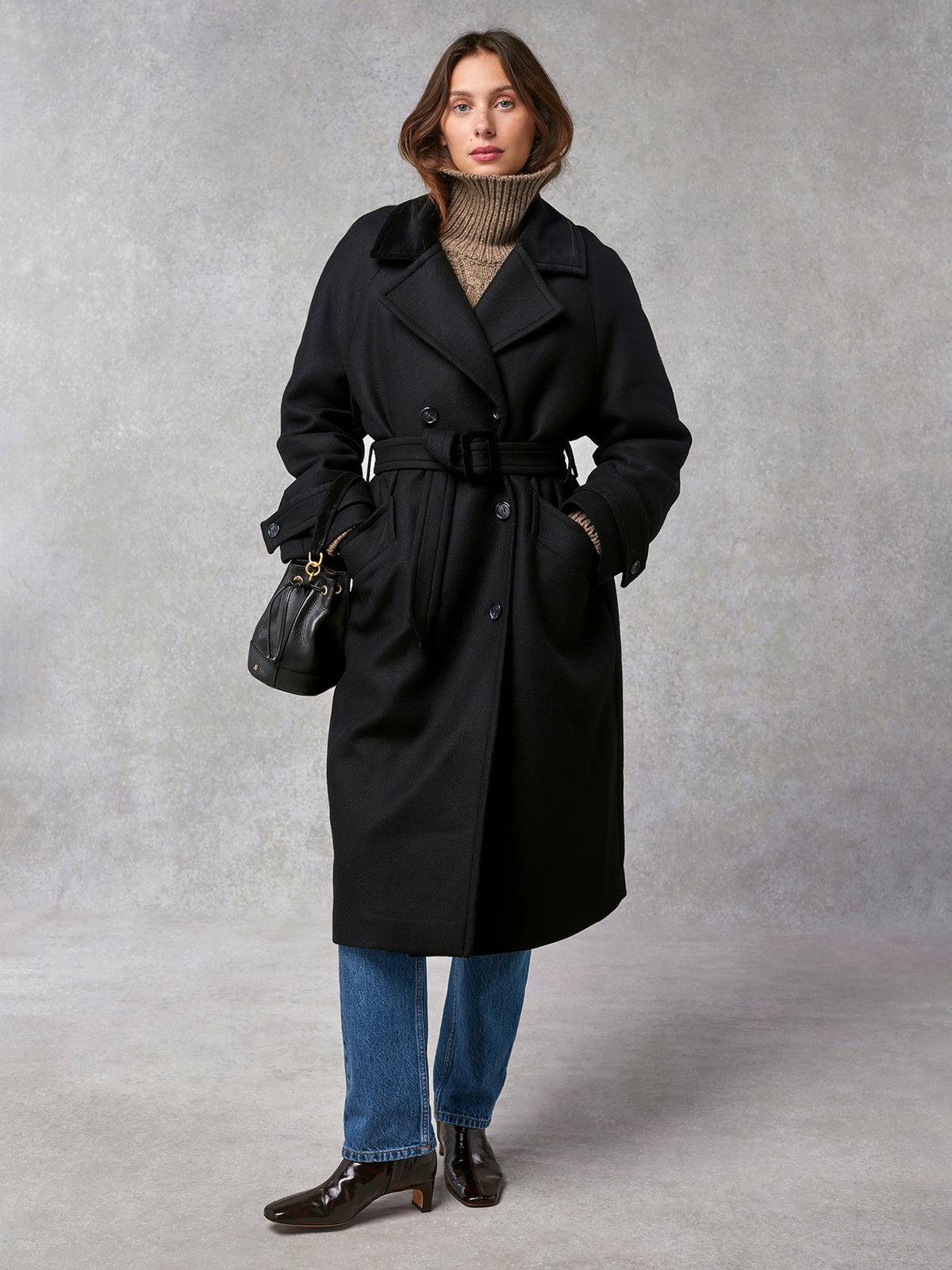 Oversized black wool on sale coat