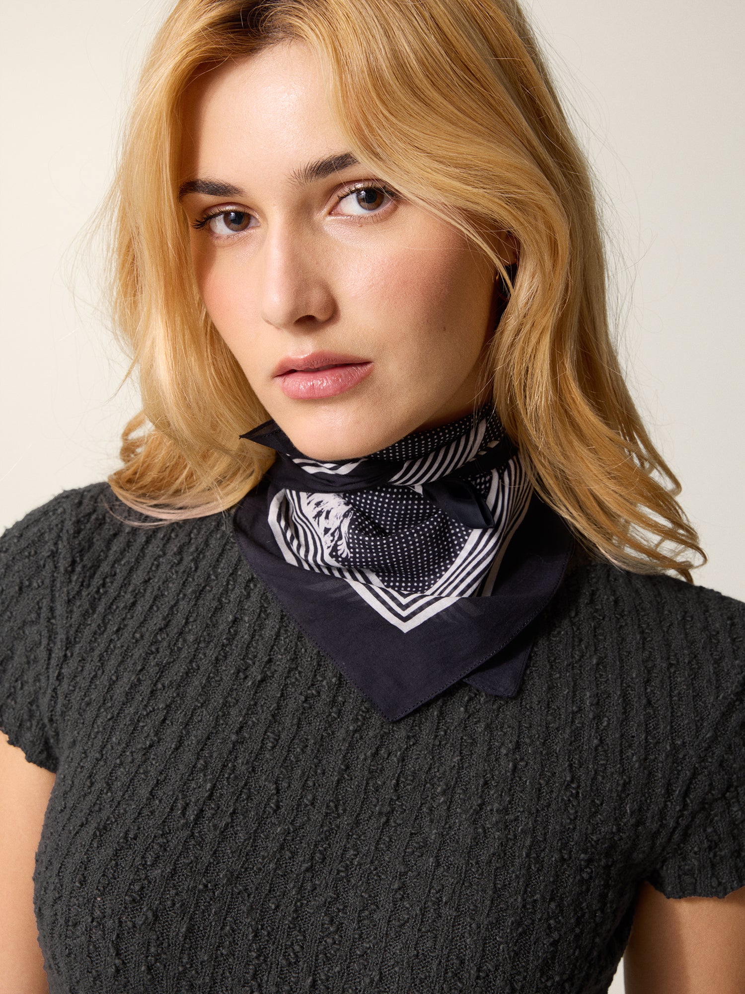 Printed cotton square scarf | Rouje