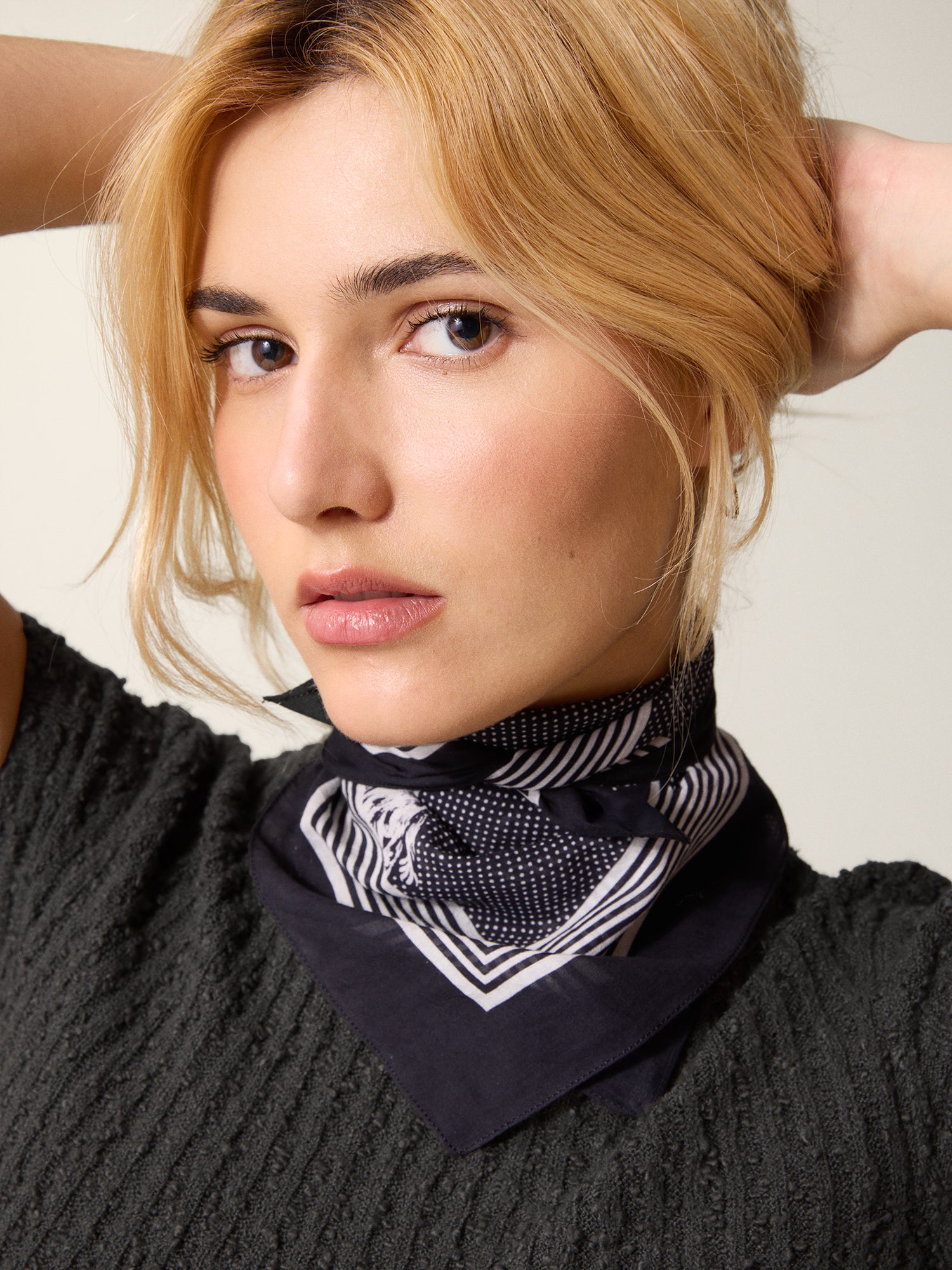 Printed cotton square scarf | Rouje