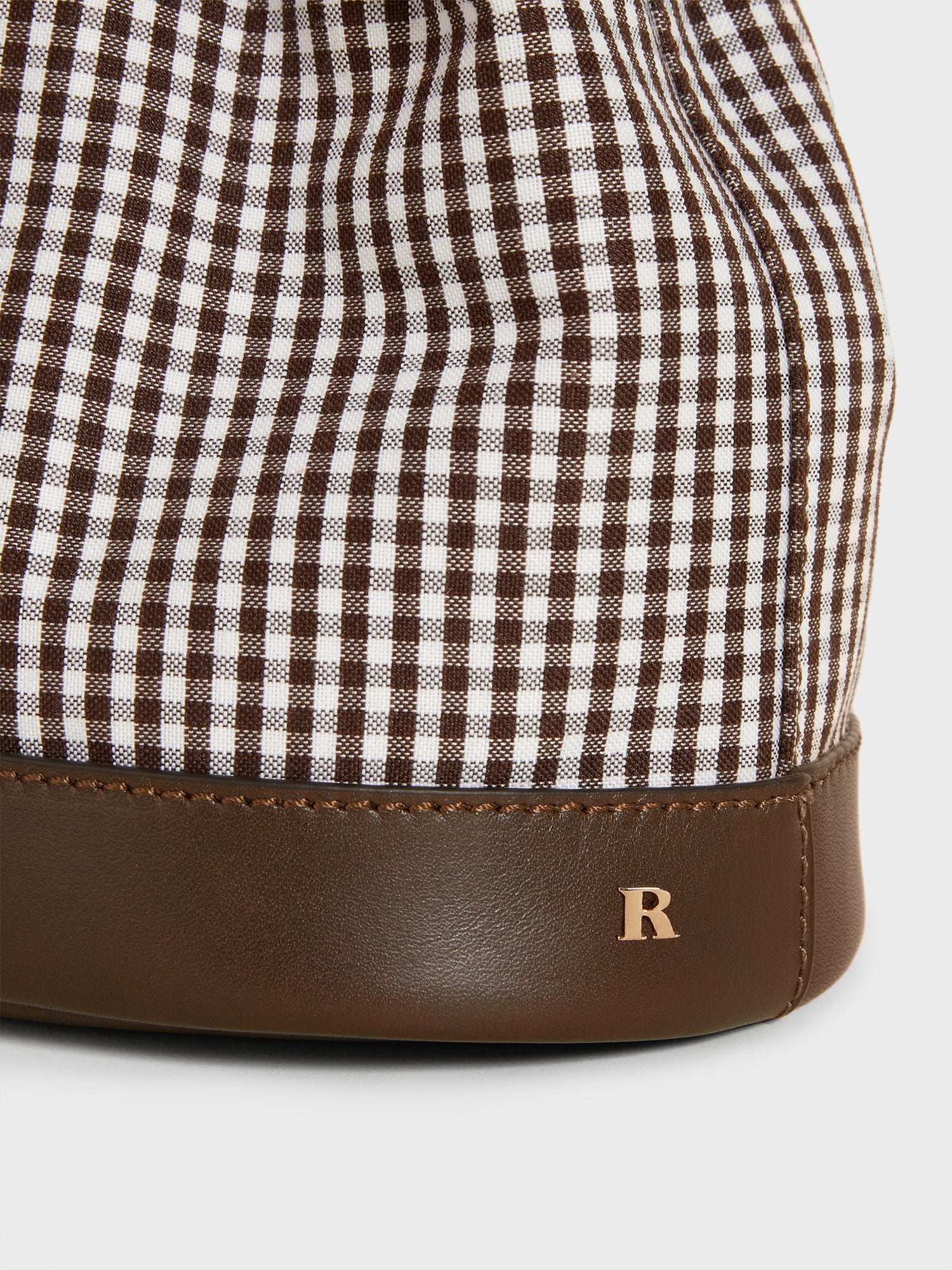 Brown gingham leather bucket bag | Rouje