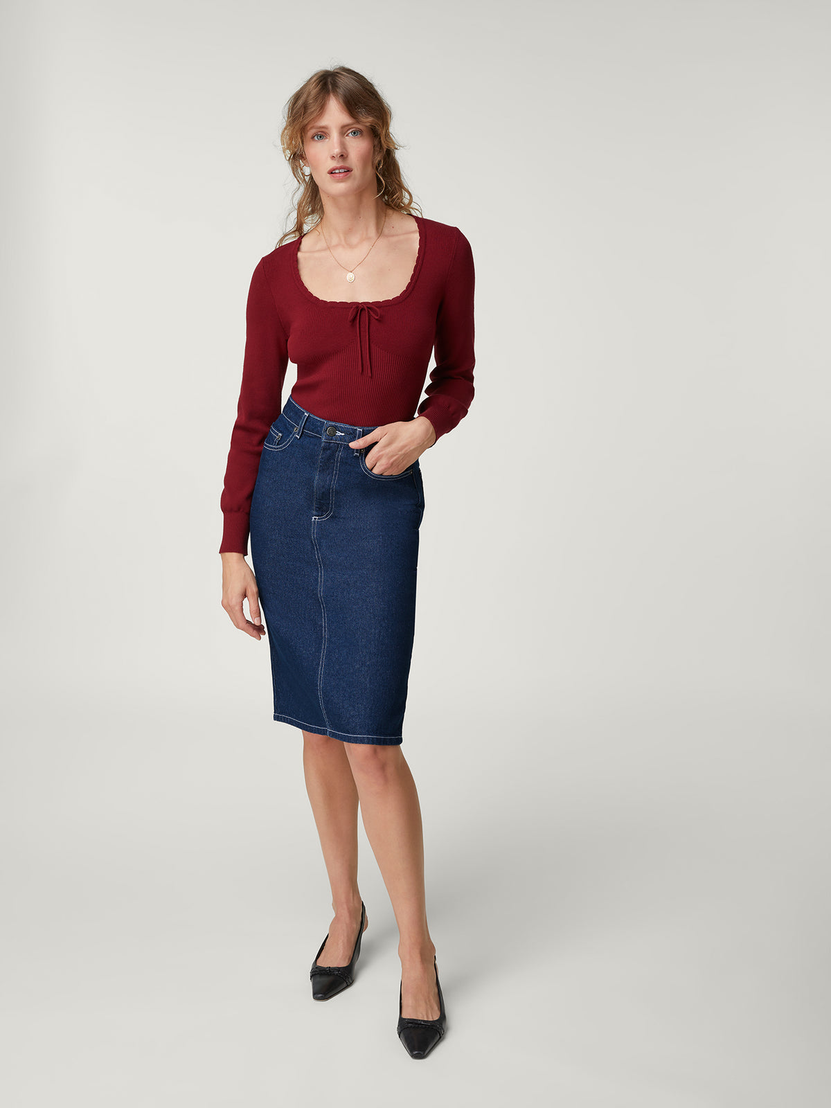 High waisted pencil denim skirt Rouje