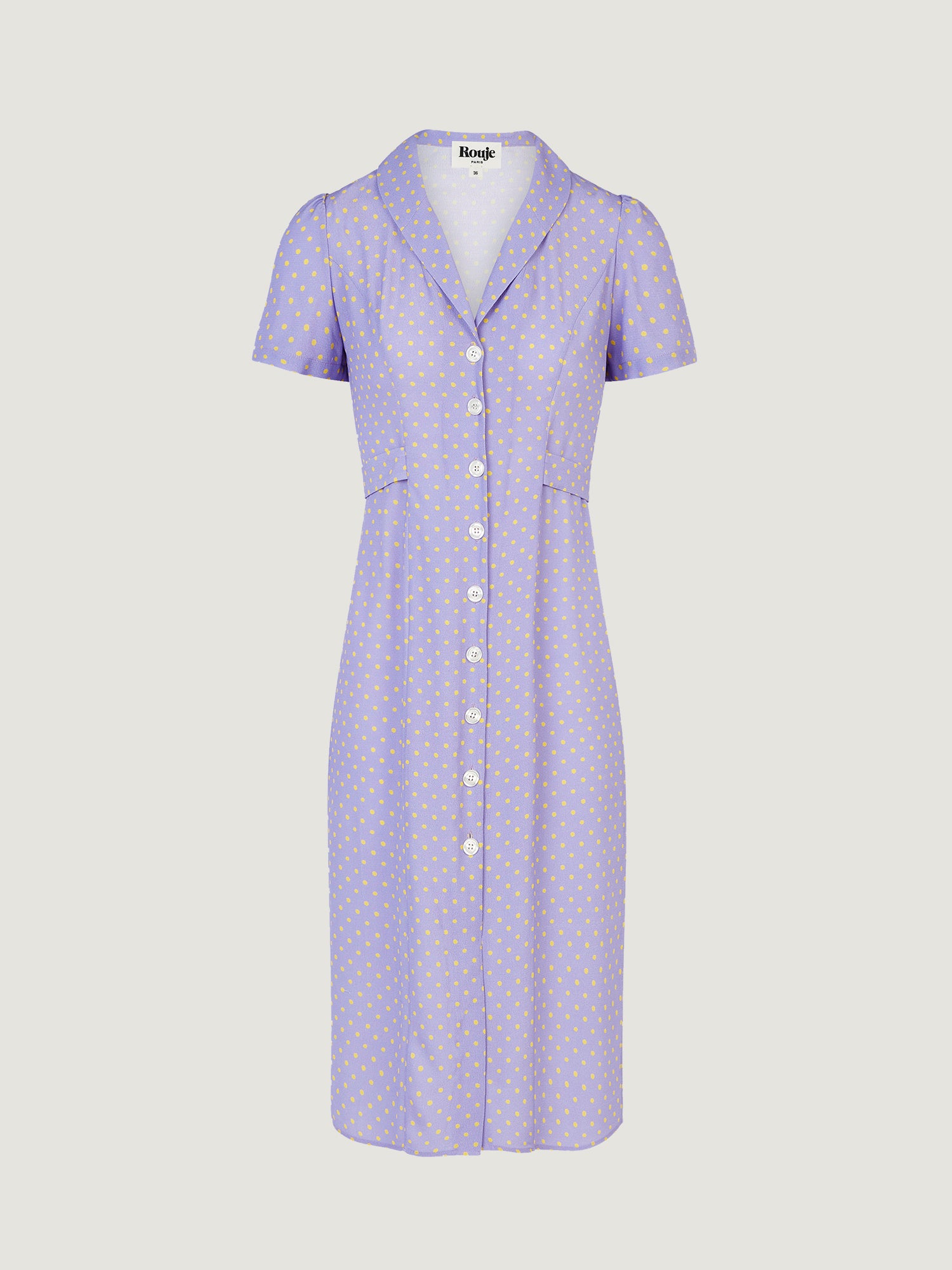 Purple midi dress with a shirt collar | Rouje