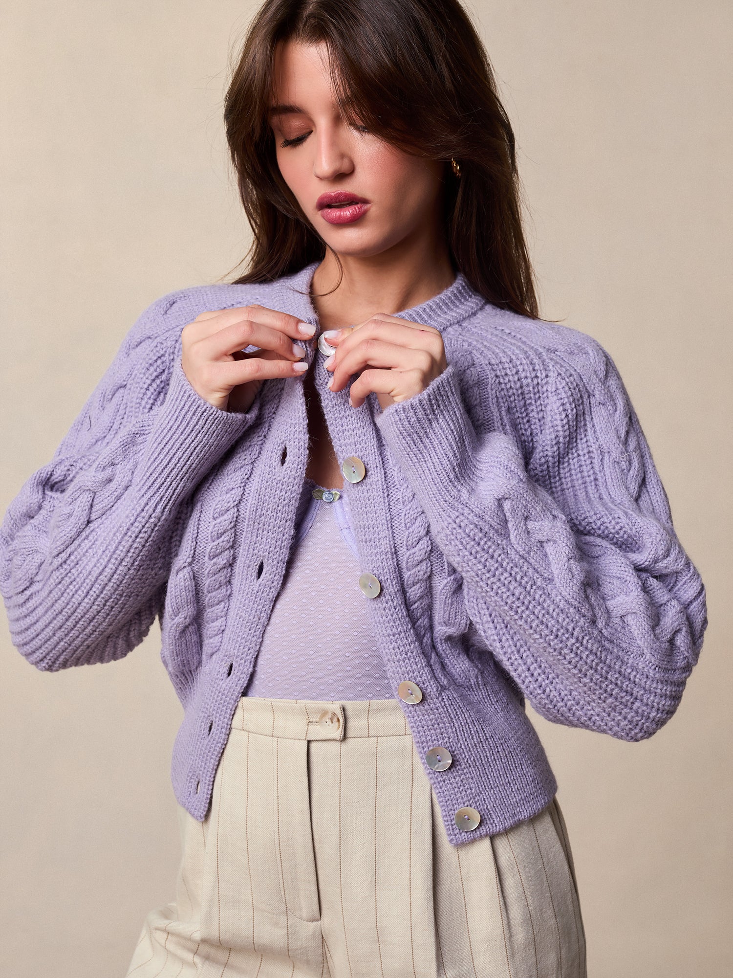 Lilac shop purple cardigan