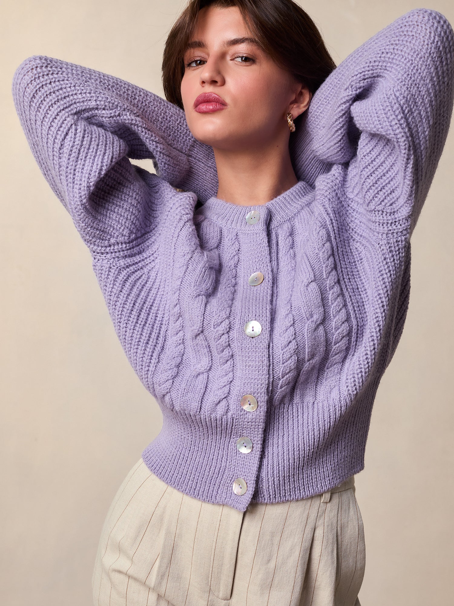 100% wool cardigan with mother-of-pearl buttons | Rouje